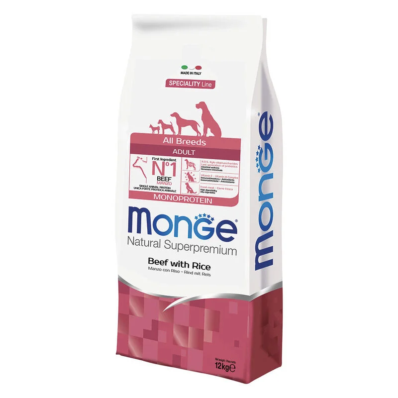 Monge Natural Superpremium Dog Adult All Breeds – Manzo con Riso 12kg