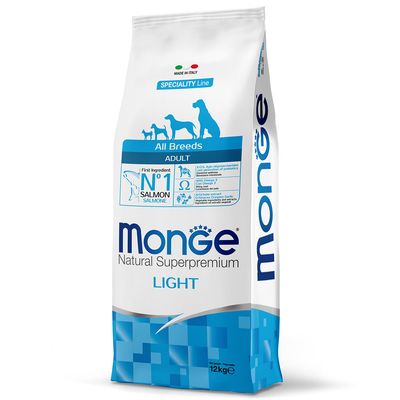 Monge Natural Superpremium Dog Adult All Breeds Light – Salmone con Riso 12kg