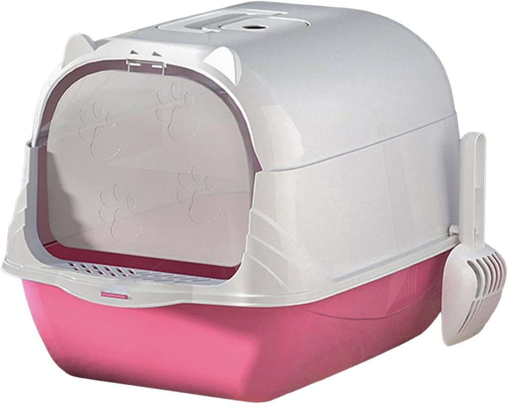 Lettiera PawwJoy Rosa Alta 51×36×37 cm – Bacinella Profonda Anti-Spreco