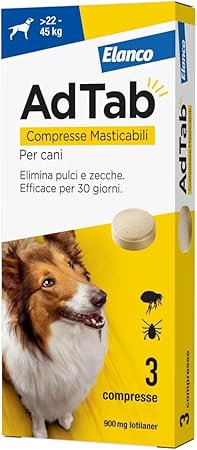 AdTab Compresse Masticabili per Cani 22–45 kg – Antiparassitario Lotilaner 900 mg (3 compresse)