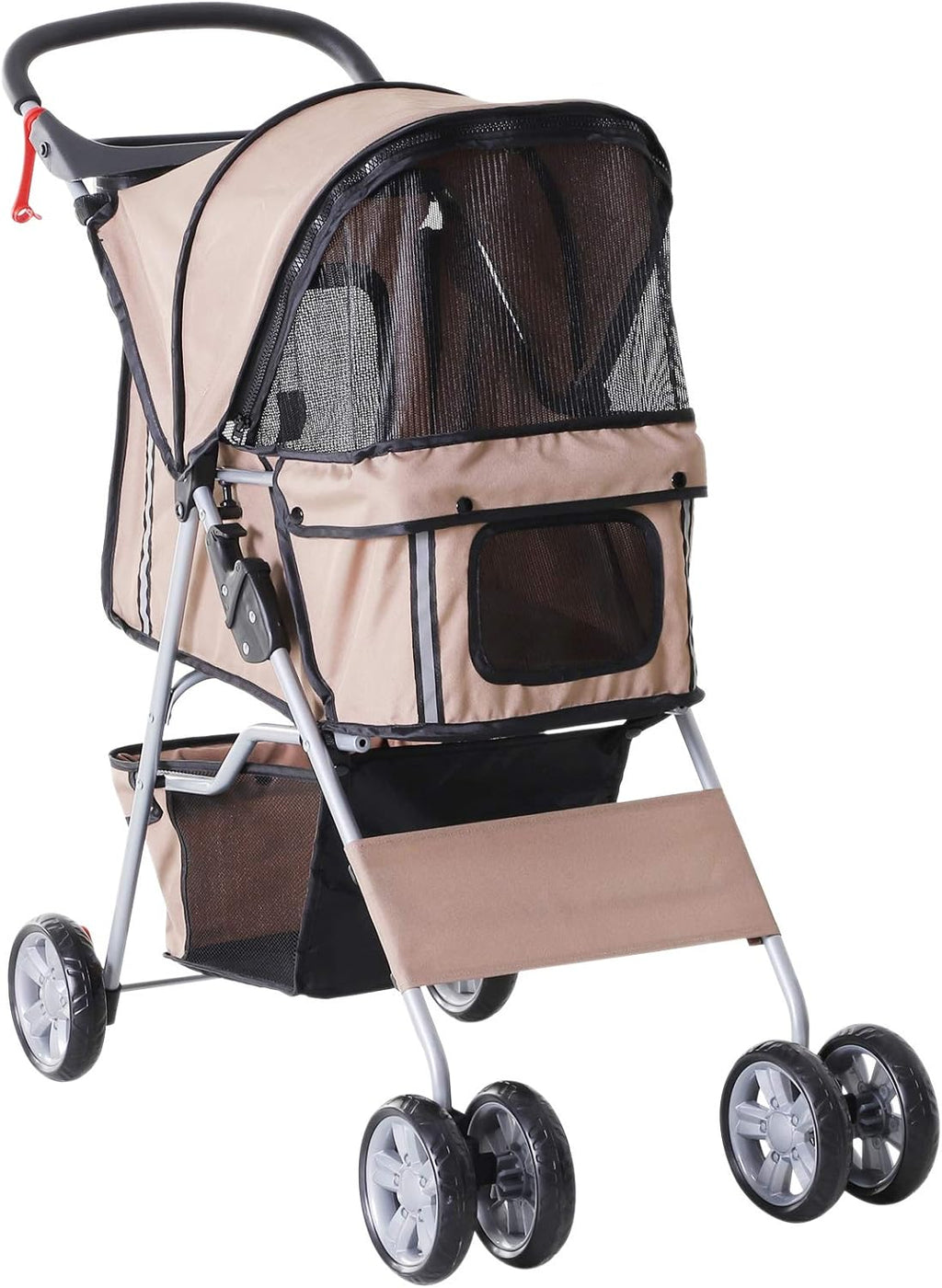 PawHut Passeggino per Cani Pieghevole, Caffè 75 x 45 x 97 cm