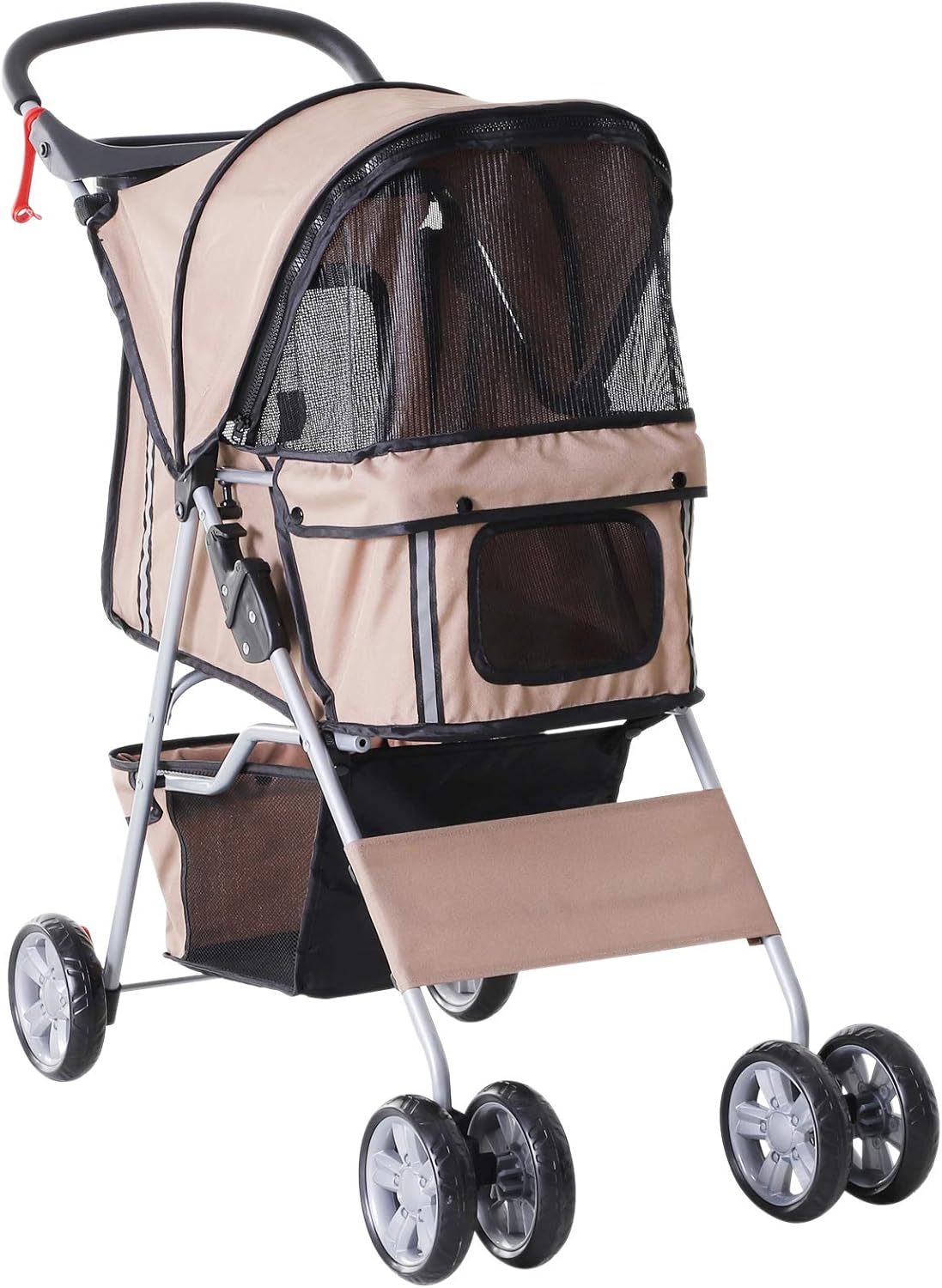 PawHut Passeggino per Cani Pieghevole, Caffè 75 x 45 x 97 cm