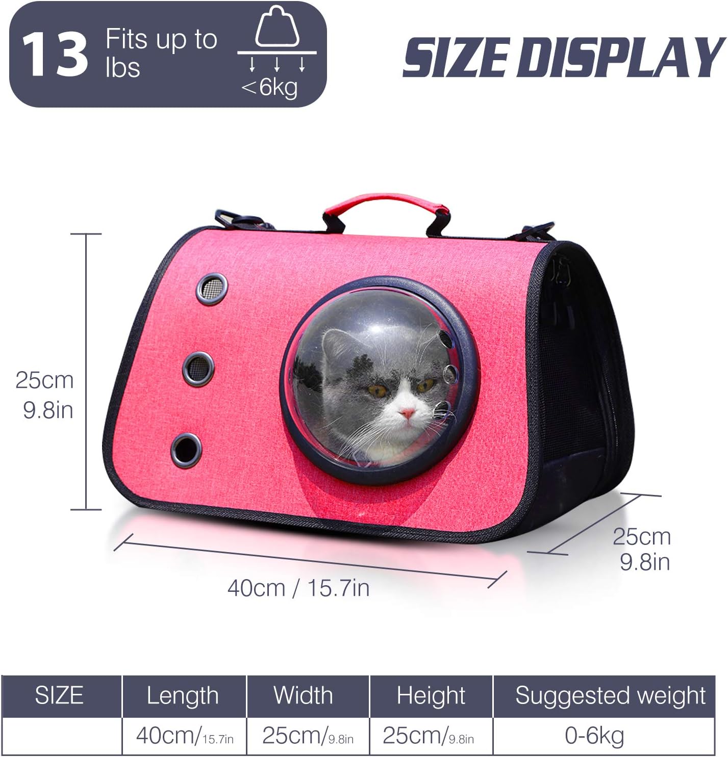 PETCUTE Trasportino Morbido e Pieghevole per Cani e Gatti – 40 x 25 x 25 cm,