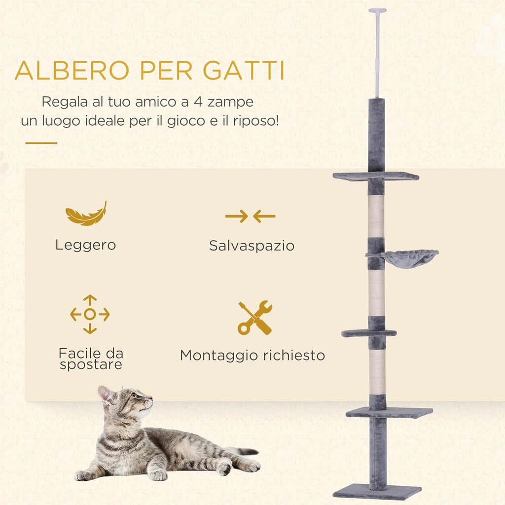 Albero tiragraffi a soffitto PawHut