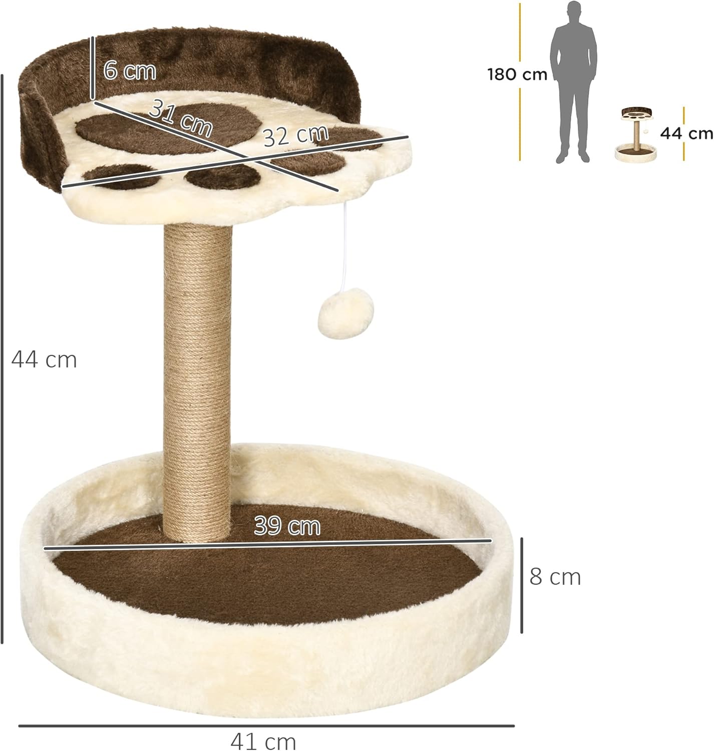 Tiragraffi Pawhut per Gatti a Forma di Zampa - 44x41 cm