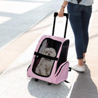 Trasportino PawHut 2 in 1 per Cani e Gatti, Rosa – 42x25x55cm