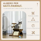 PawHut Tiragraffi per Gatti con Giocattoli e Palline, Marrone