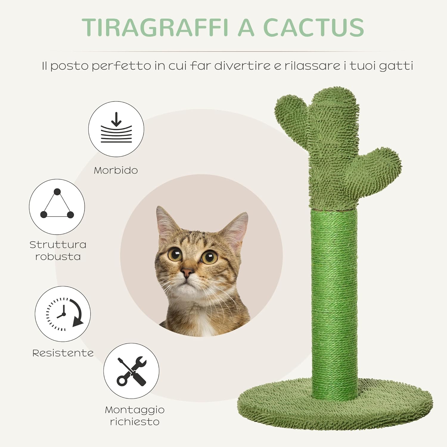 Tiragraffi a Cactus per Gatti – 65x40 cm