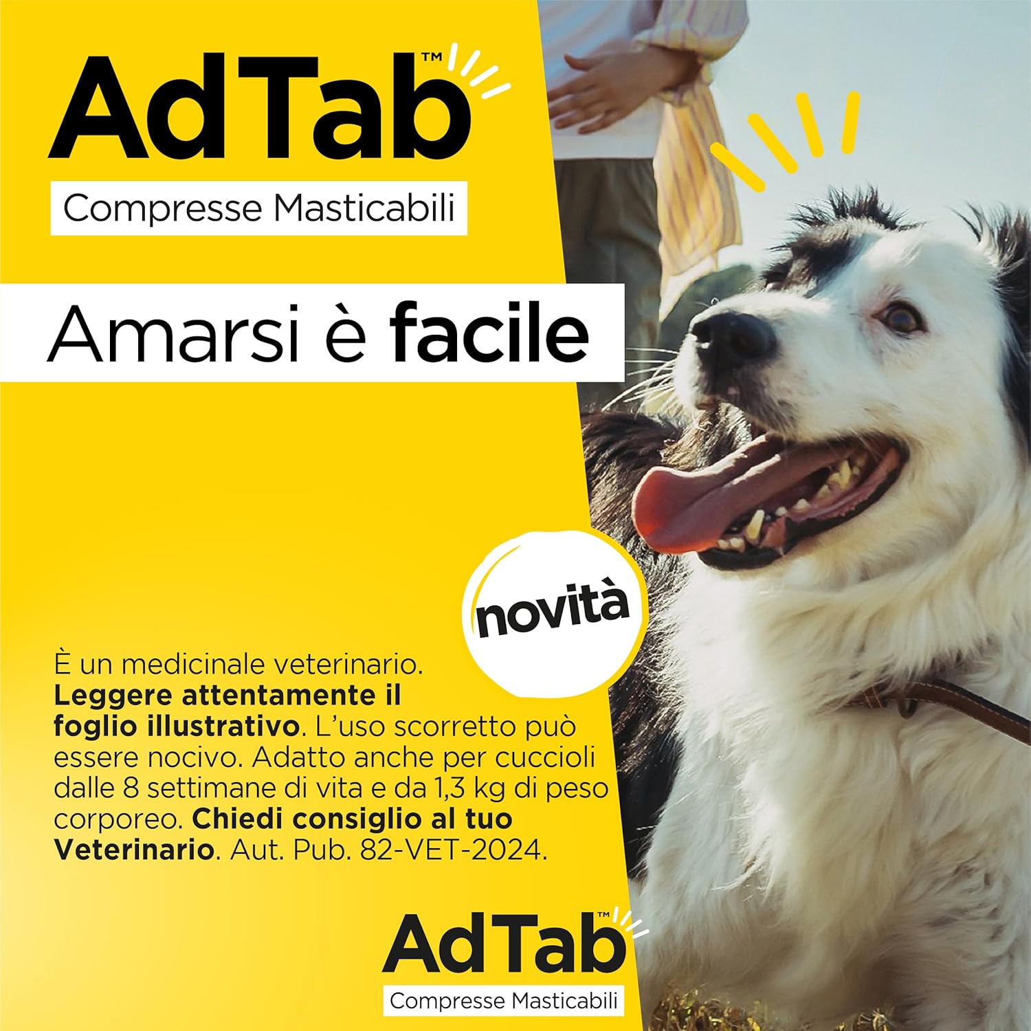 AdTab Compresse Masticabili per Cani 22–45 kg – Antiparassitario Lotilaner 900 mg (3 compresse)