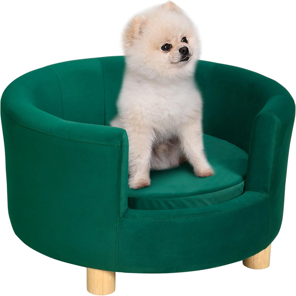 PawHut Divano per Cani Imbottito con Schienale e Cuscino Rimovibile – 65x64x37 cm, Verde
