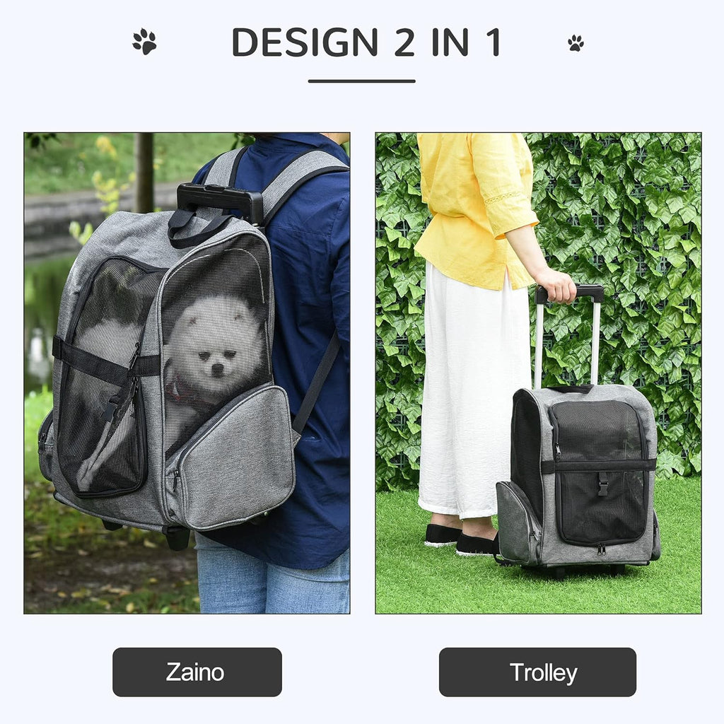 Trasportino PawHut 2 in 1 per Cani e Gatti, Grigio – 42x25x55cm