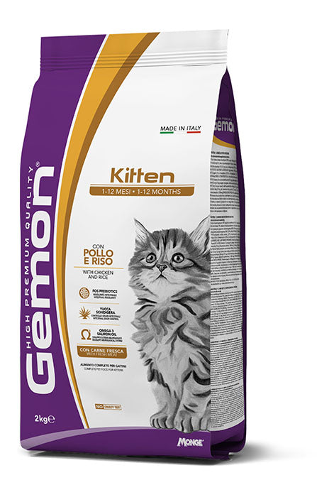 Gemon Kitten con Pollo e Riso – Alimento Secco Completo per Gattini in Accrescimento, Formato 2 kg