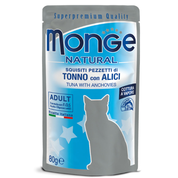 Monge Natural Gatto Adult – Tonno con Alici 24x80g