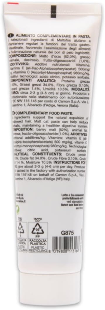 Camon Maltofos – Pasta al Malto con FOS per Gatti, Conigli e Furetti (100 g)