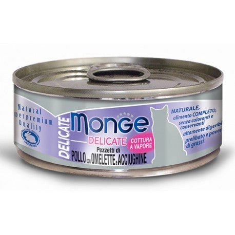 Monge Delicate Pollo con Omelette e Acciughine – 24x80g