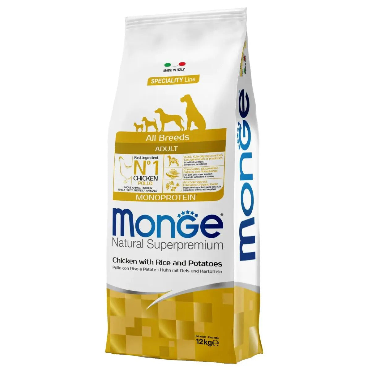 Monge Natural Superpremium Dog Adult All Breeds – Pollo con Riso e Patate 12kg