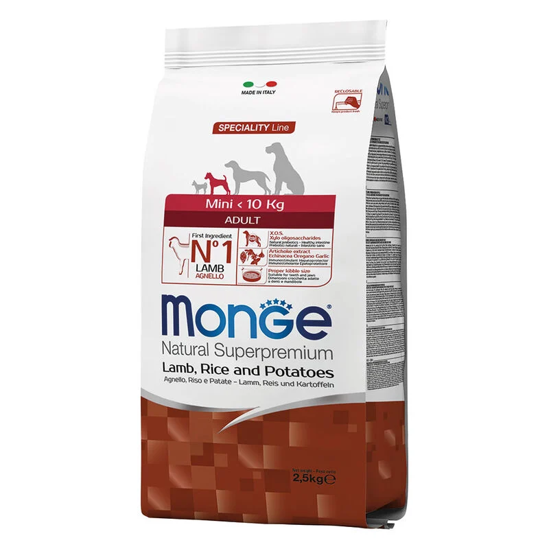 Monge Natural Superpremium Mini Adult – Agnello, Riso e Patate 2,5kg