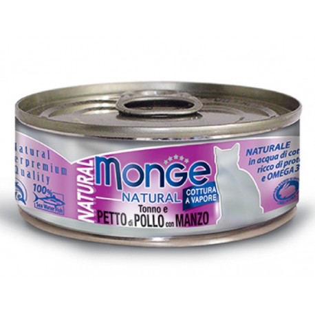 Monge Natural Tonno e Petto di Pollo con Manzo – 24x80g