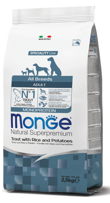 Monge Natural Superpremium All Breeds Adult – Trota, Riso e Patate 2,5kg