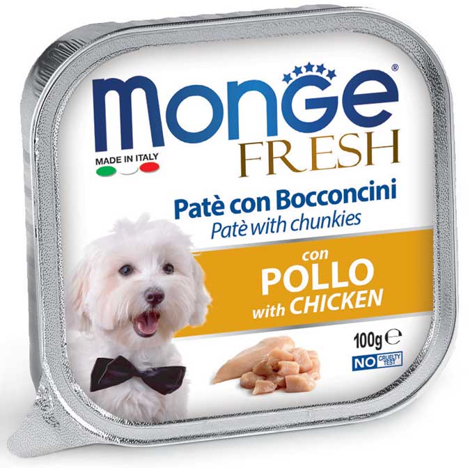 Monge Fresh Paté con Bocconcini Pollo – 16x100g