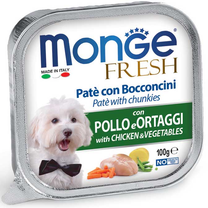 Monge Fresh Paté con Bocconcini Pollo e Ortaggi – 16x100g