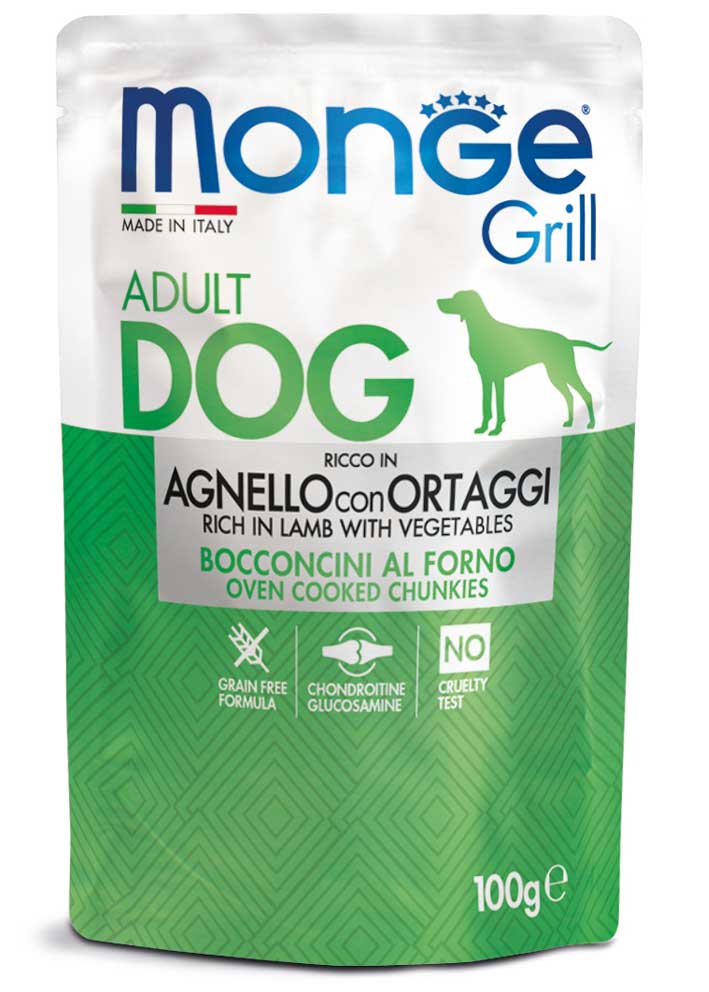 Monge Grill Adult Dog – Agnello con Ortaggi Multipack 12x100g