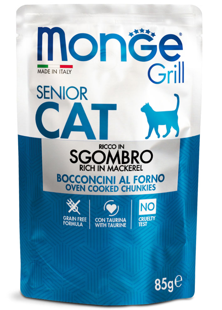 Monge Grill Senior Cat  Ricco in Sgombro – Multipack 24x85g
