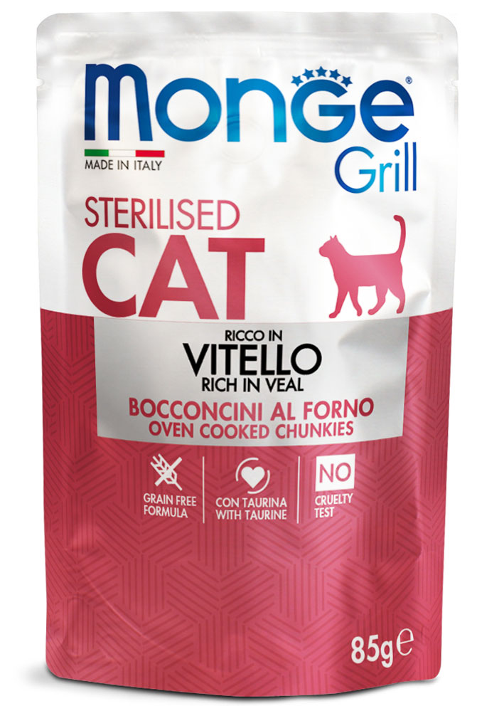 Monge Grill Cat Sterilised Ricco in Vitello – Multipack 24x85g