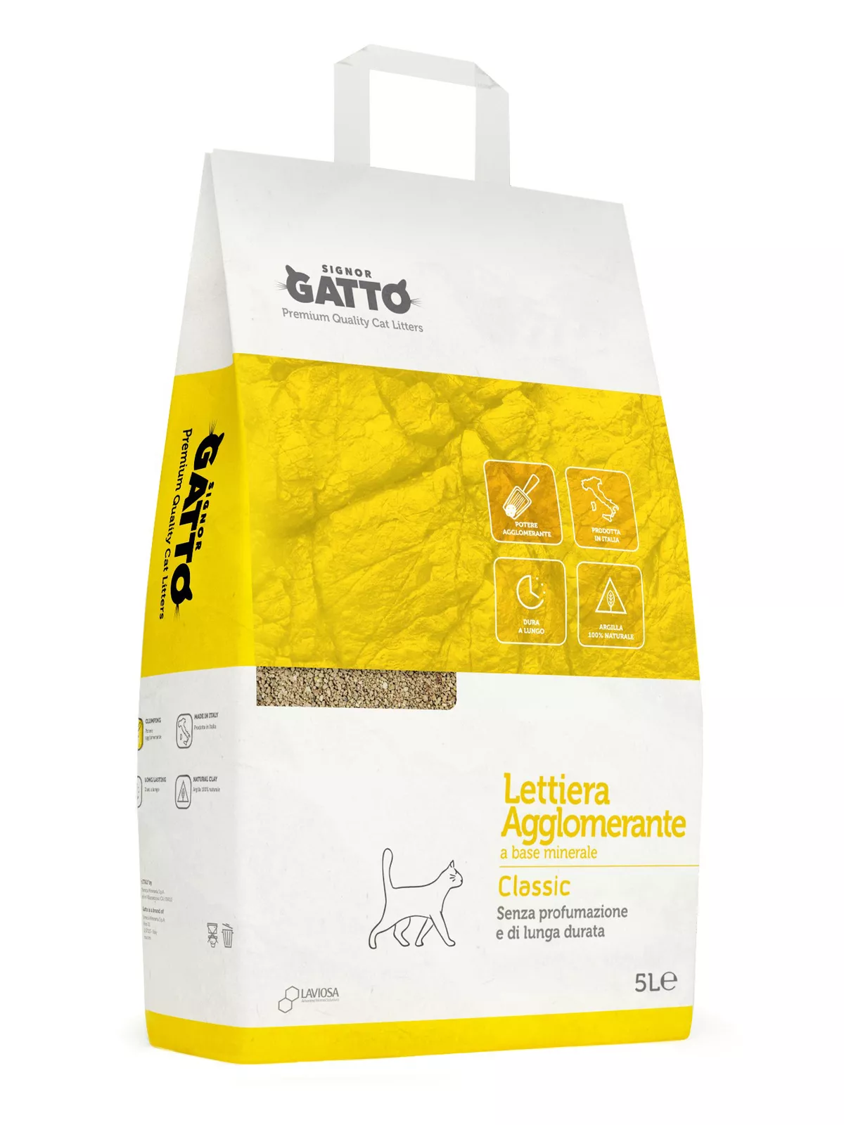Lettiera Agglomerante Signor Gatto Classic – Senza profumazione, lunga durata