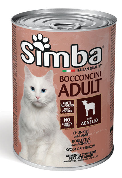 Simba Bocconcini con Agnello – Cibo Umido Completo per Gatti Adulti, Multipack 12 x 415 g