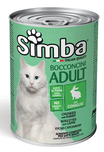 Simba Bocconcini con Coniglio – Cibo Umido Completo per Gatti Adulti, Multipack 12 x 415 g